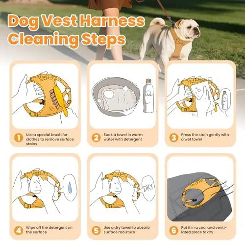 Adjustable Small Dog Harness With Leash 1.5m Puppies Yellow XS