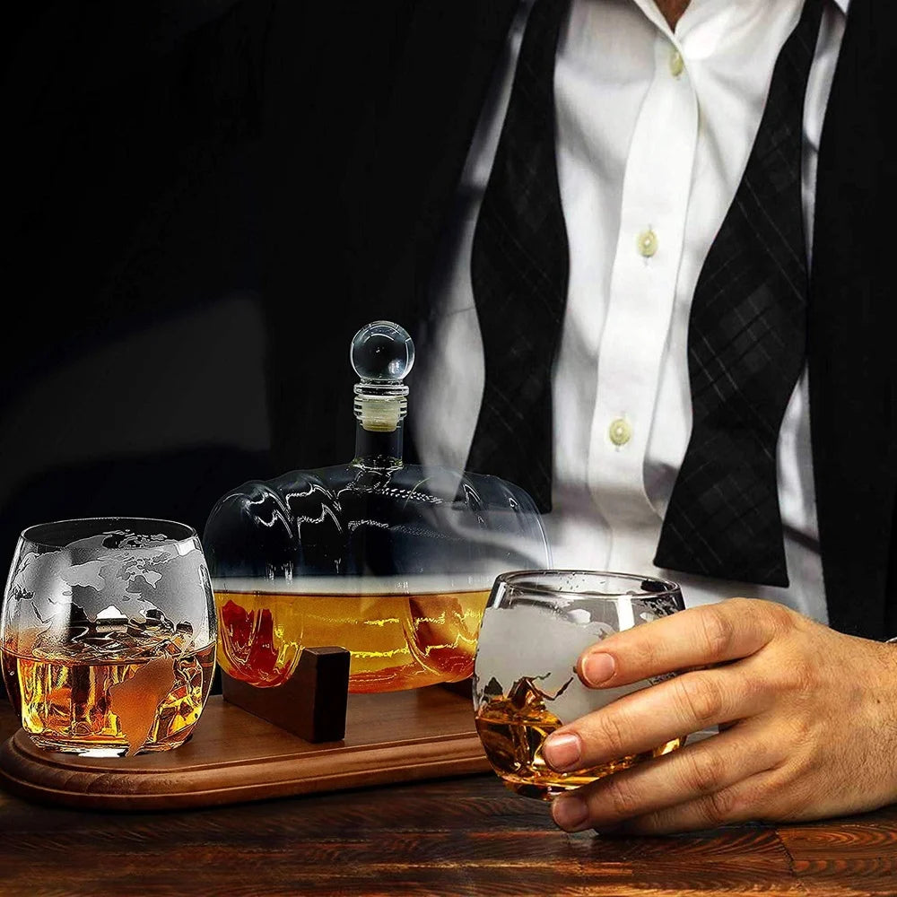 Home Bar Whiskey Decanter Aerator Set With 2 Glasses