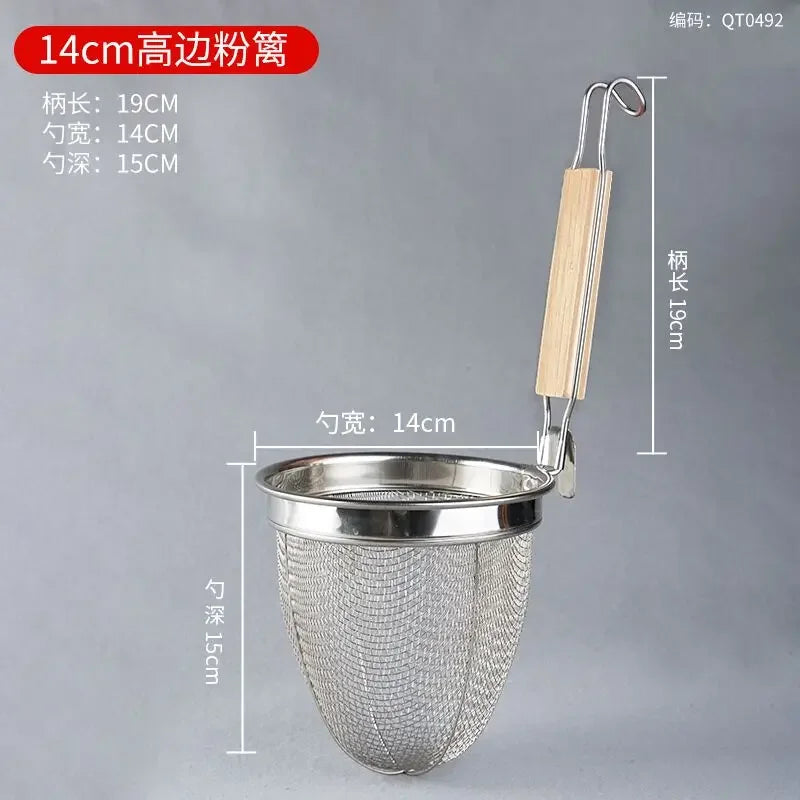 Stainless Steel Colander With Wooden Handle Mesh Strainer