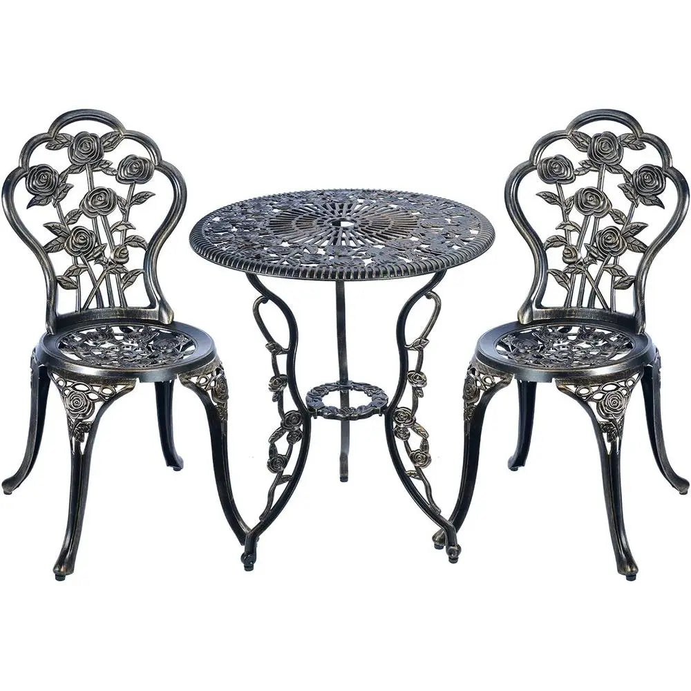 3-Piece Outdoor Bistro Set, Rust-Resistant Metal Patio Table, Vintage Copper Finish