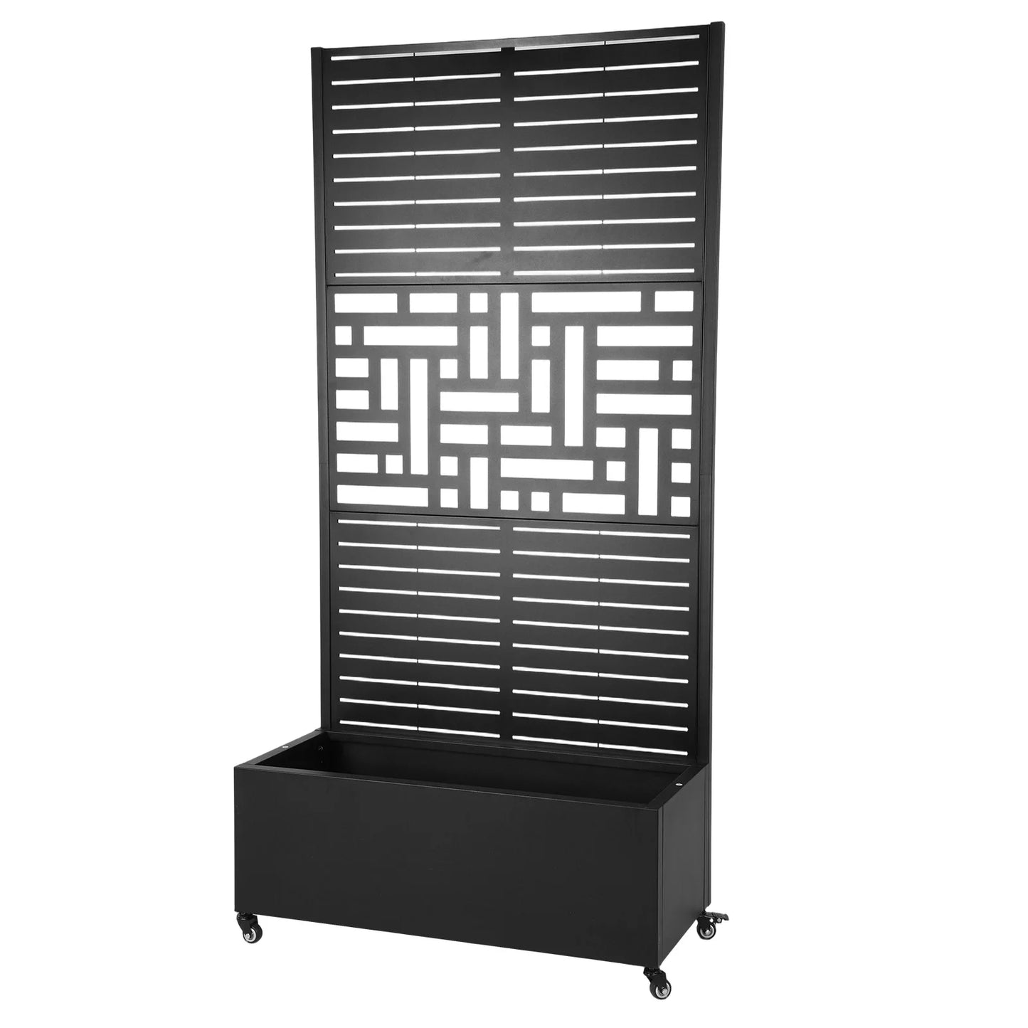 Metal Planter Box With Trellis And Wheels For Climbing Vines Outdoor Garden