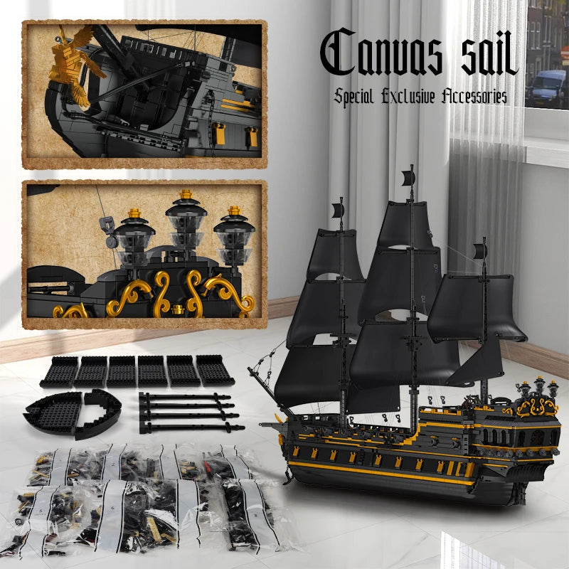 Mould King 13186 Pirate Ship Building Block Set The Big Black Pearl Kids Gift