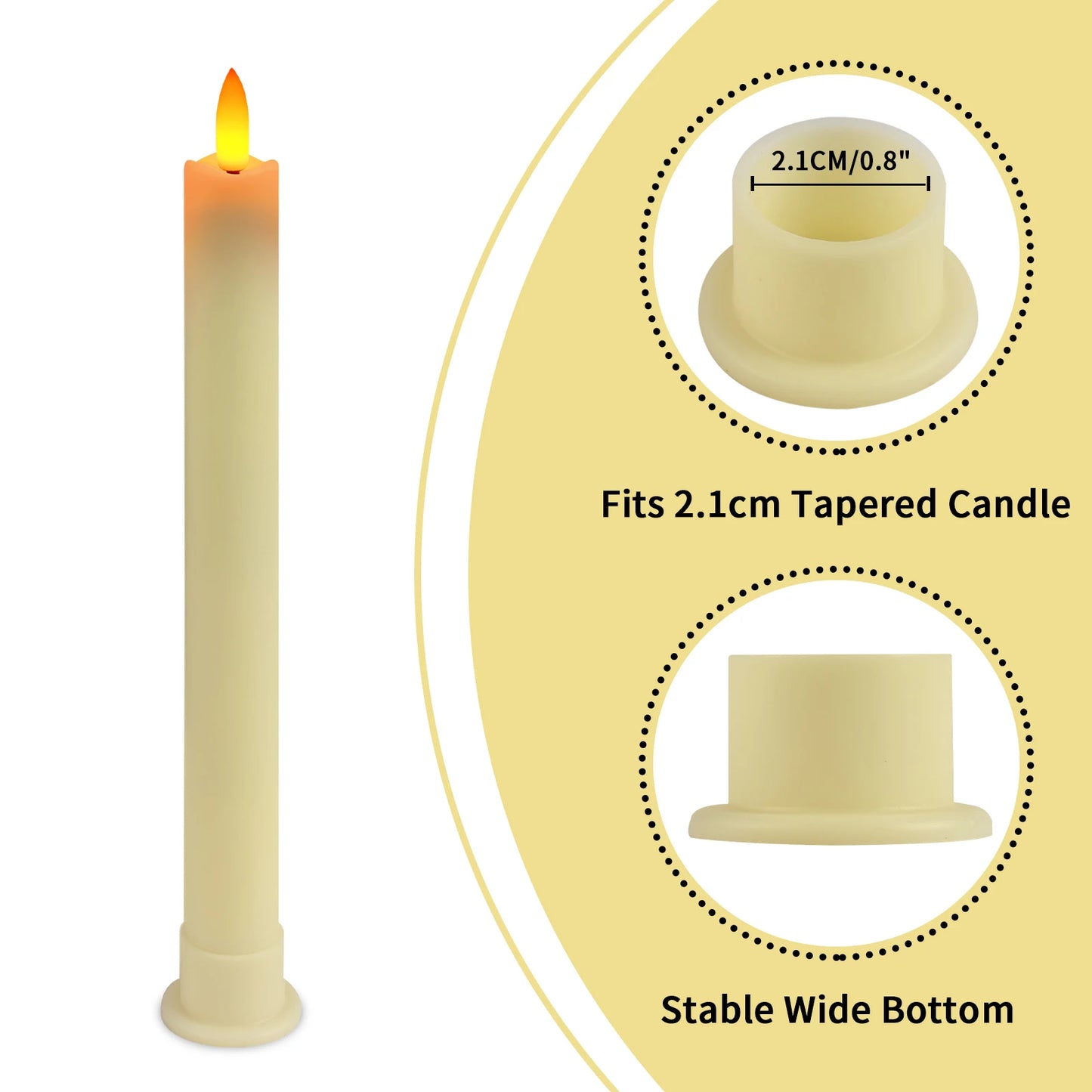 Flickering LED Taper Candles 6 Pack With Remote Flameless