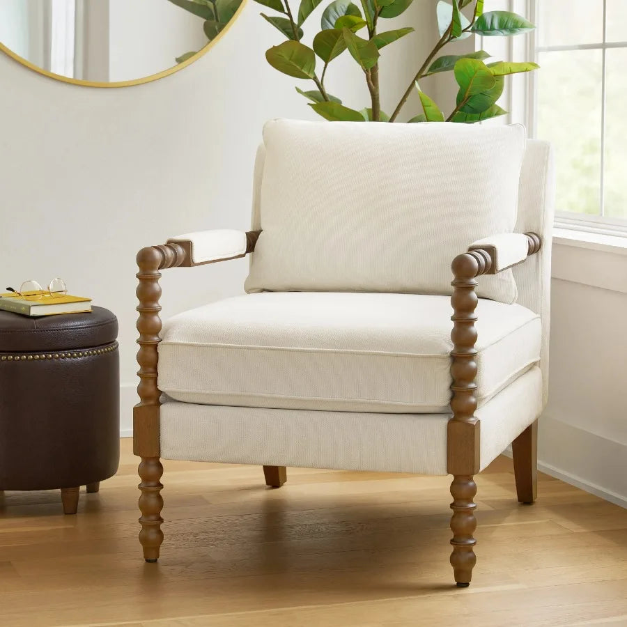 Pioneer Woman Spindle Accent Chair Antique White Upholstery
