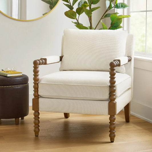 Pioneer Woman Spindle Accent Chair Antique White Upholstery