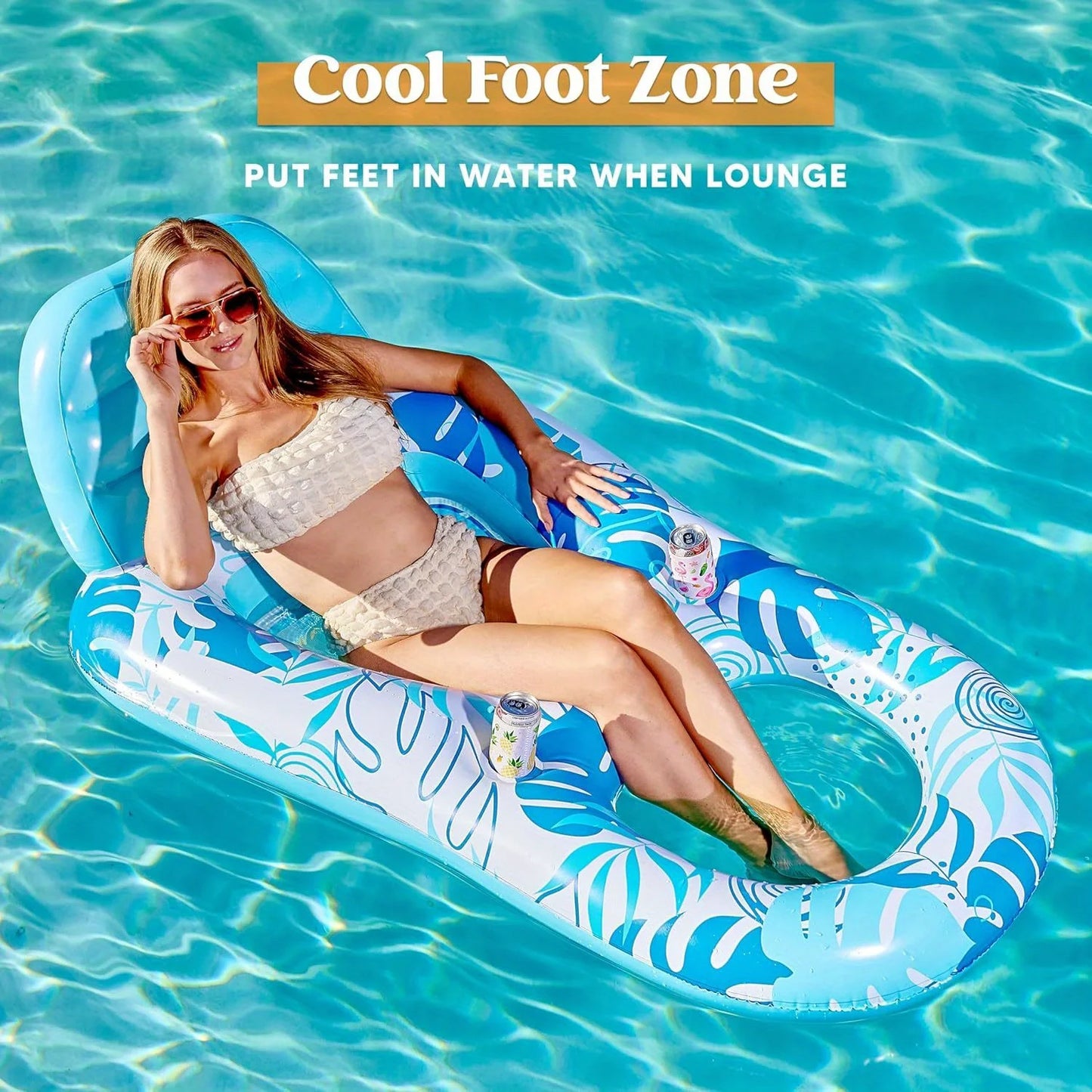 Joyfy Inflatable Adult Pool Float Lounger Recliner Chair For Summer Water Party