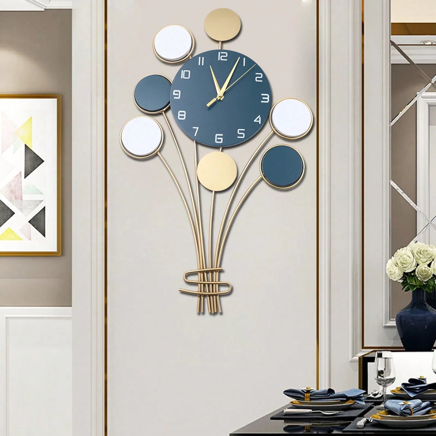 Large Wall Clock Battery Operated Silent Hot Air Balloon