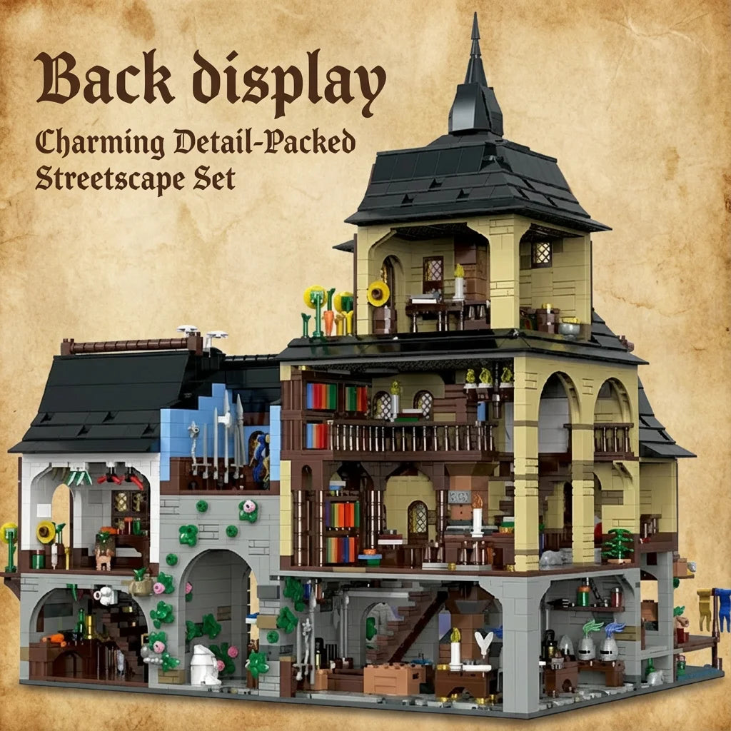 3867 Pcs Medieval Europe Towns Buildings Blocks Street View Village Model Kit