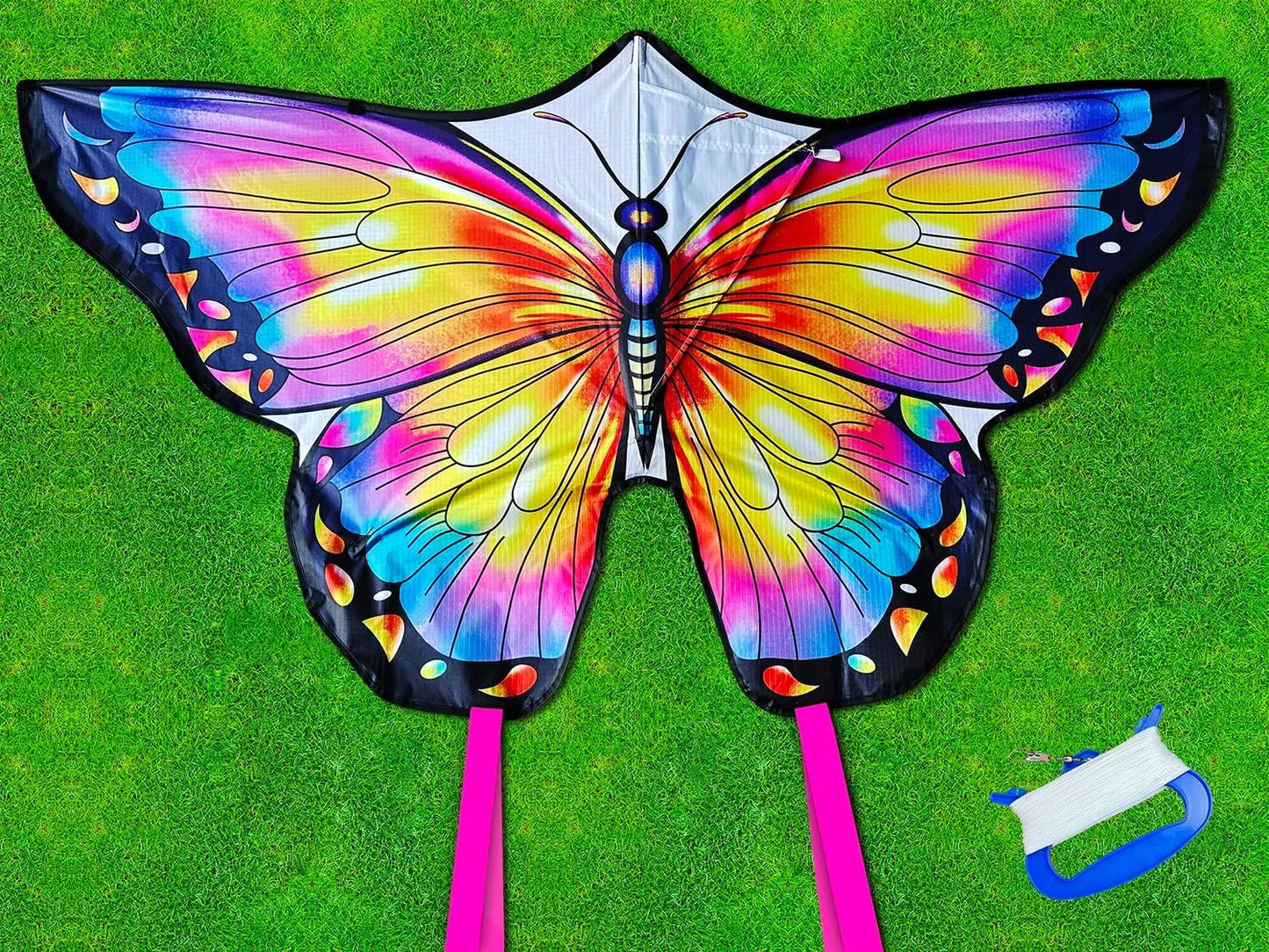 Butterfly Kite For All Ages 55x28 Inch Easy Fly Beginner With 300ft Line