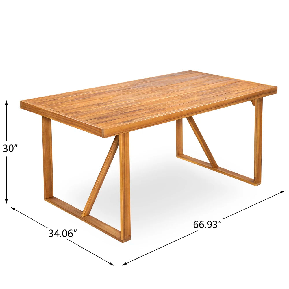Acacia Wood Outdoor Dining Set 7 Pieces With Cushions 6 Chairs And Large Table