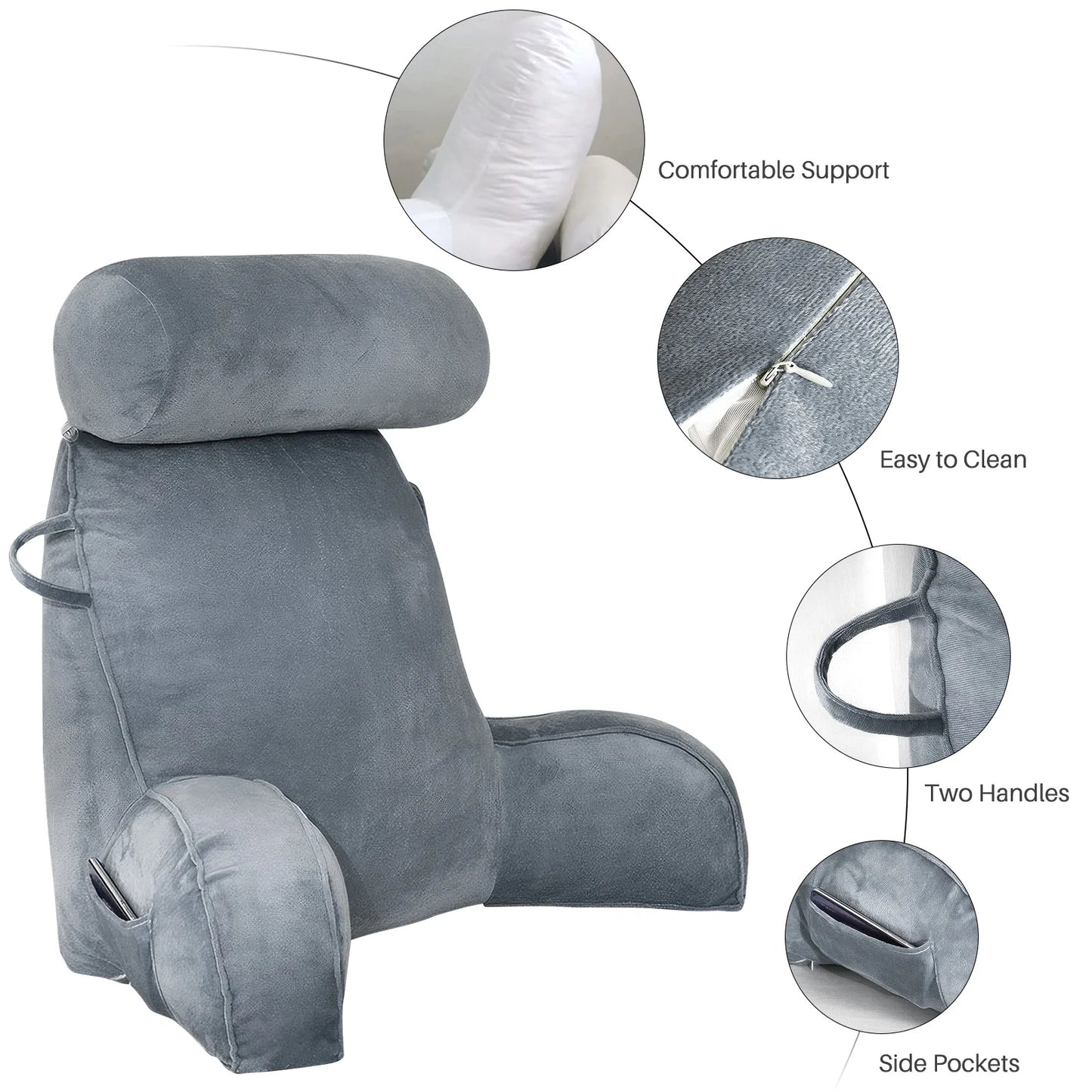 Headboard Pillow Triangle Cushion Large Bolster Backrest Support Wedge Sleeping Pillow for Bed