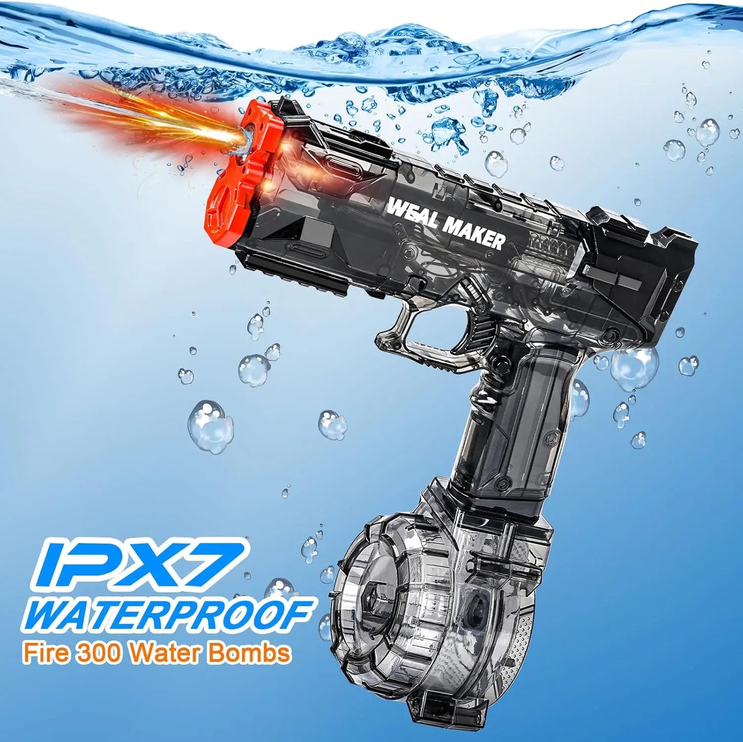 3 Pack LED Water Guns USB C Charging Auto Squirt Up To 30 Ft Outdoor Summer Toys