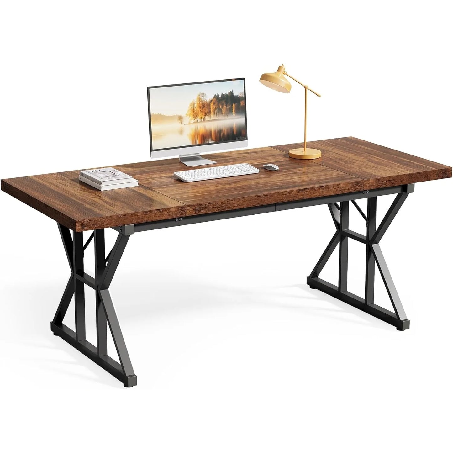Little Tree 70.8 Inch Executive Office Desk Modern Farmhouse Writing Table