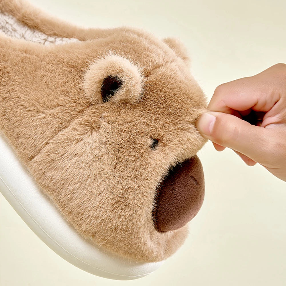 Plush Capybara Slippers Closed Toe Thermal Home Slippers For Men Women Non Slip