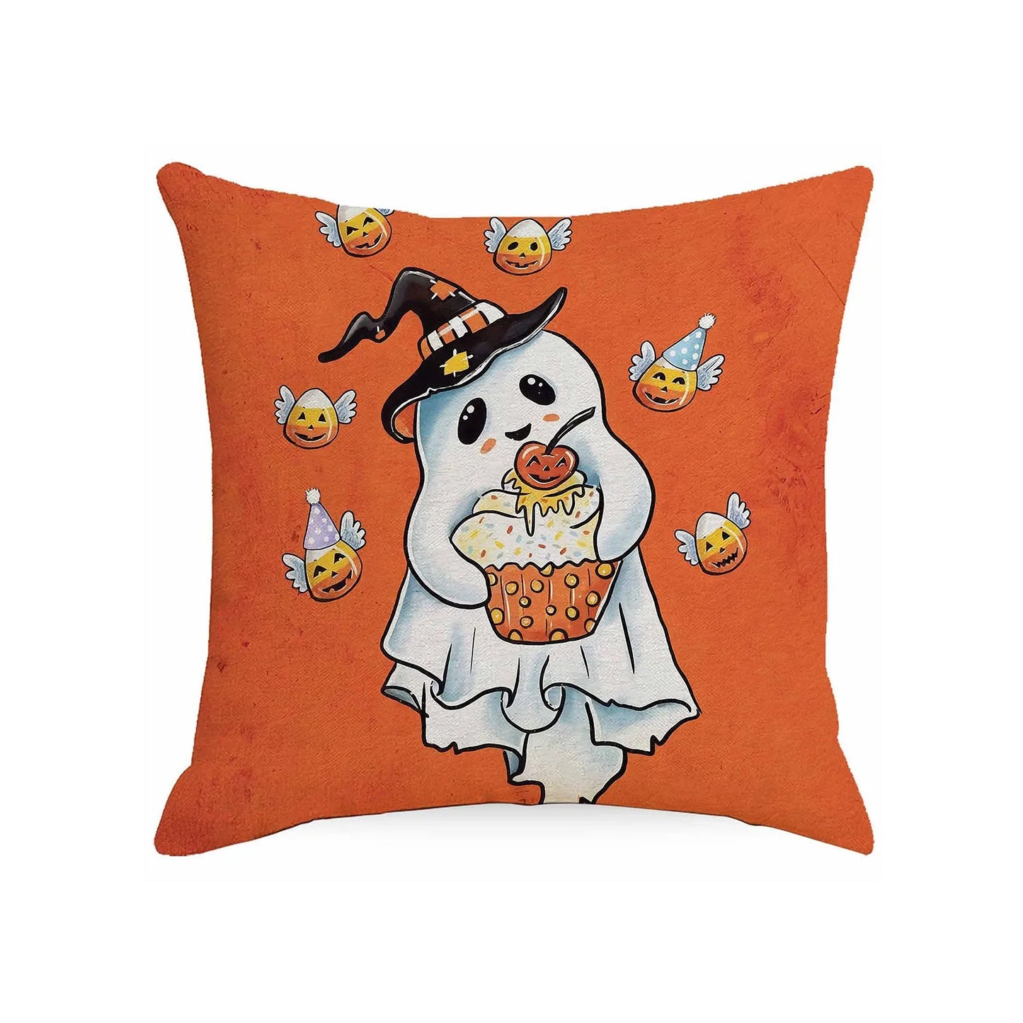Halloween Linen Throw Pillow Cover Single Sided Print