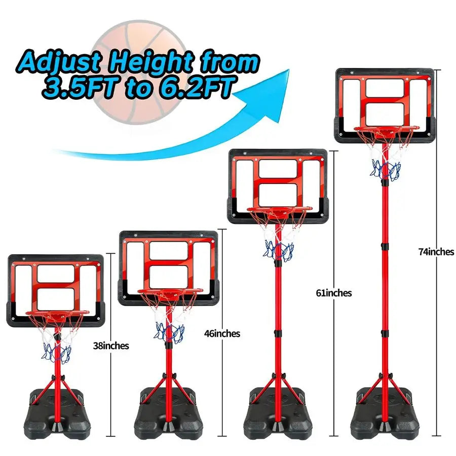 Kids Basketball Hoop Adjustable Height 3.5ft to 6.2ft Mini Hoop for Kids