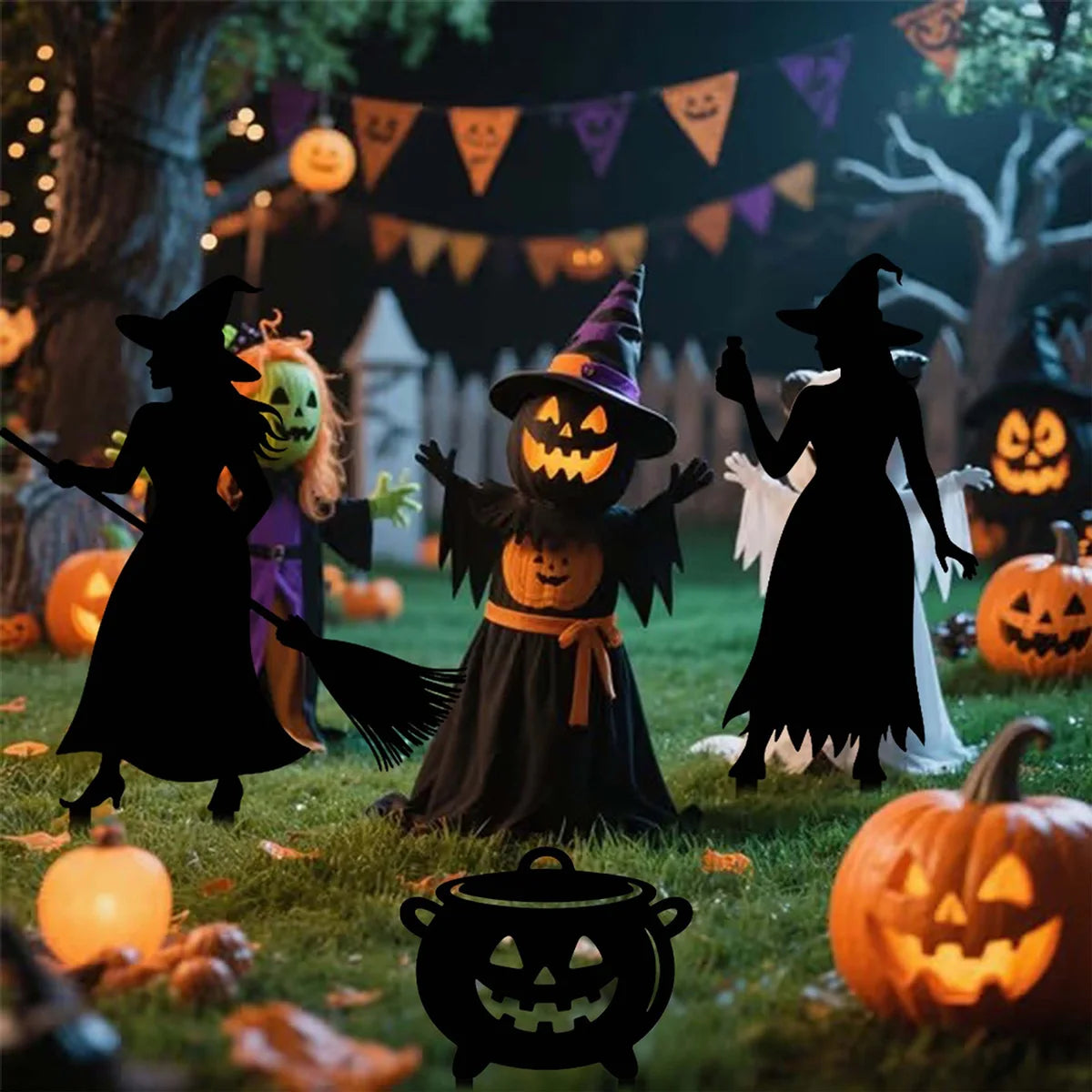 Halloween Yard Signs Metal Ghost Skeleton Tombstone Stakes