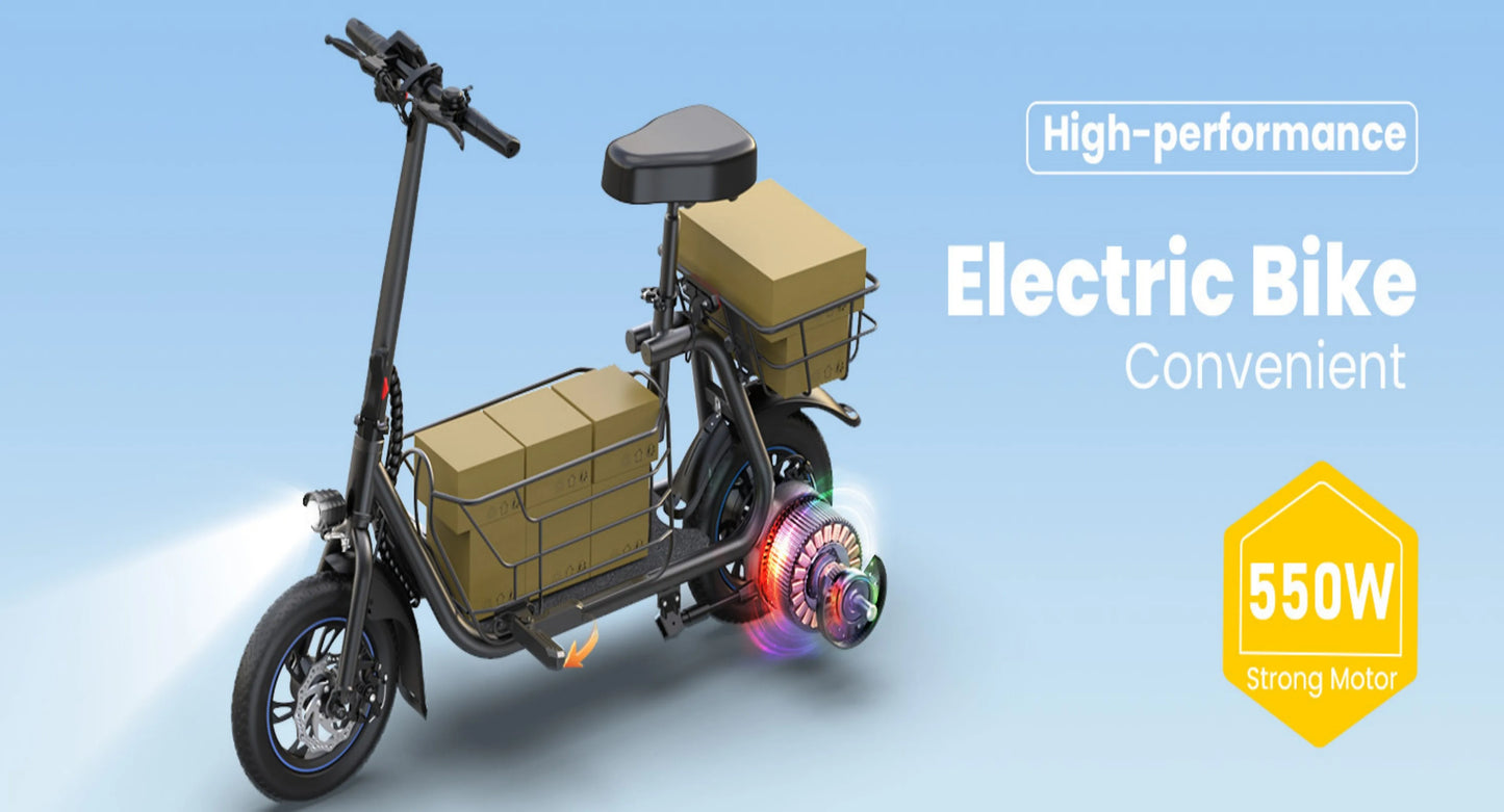 Gyroor Electric Scooter With Pet Basket 3 Riding Modes Foldable For Adults