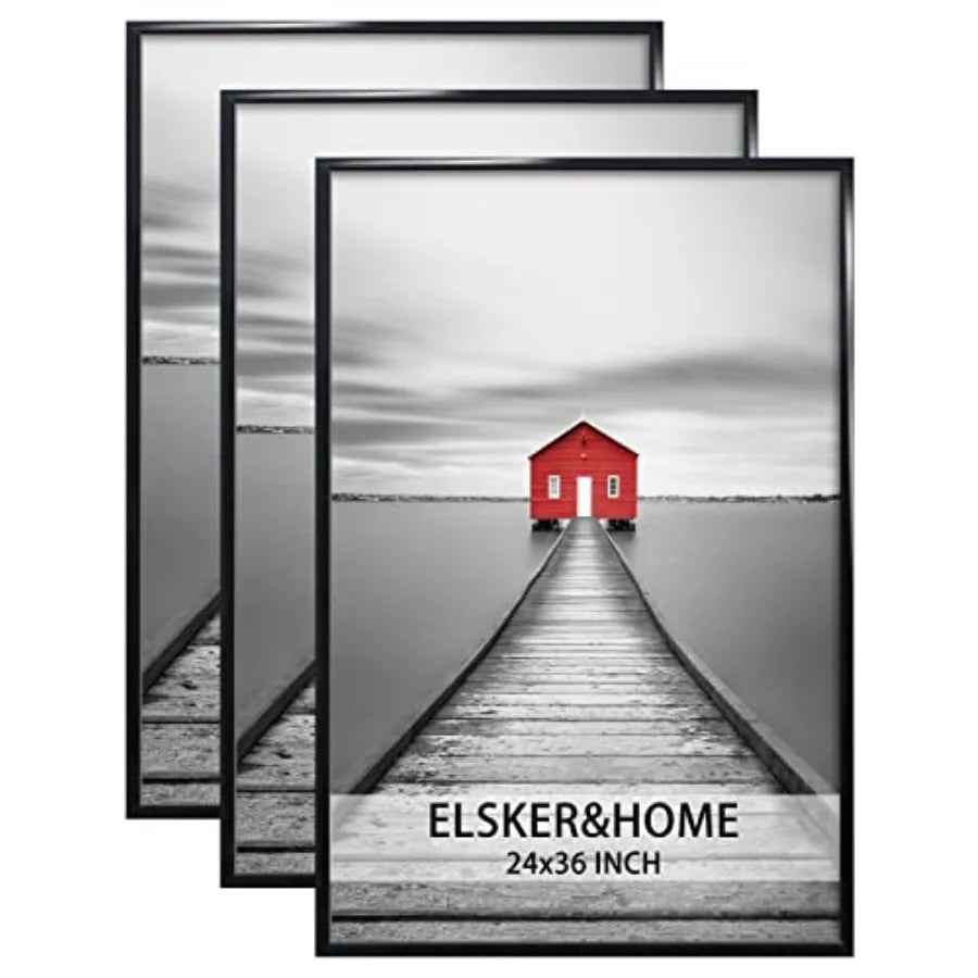 24x36 Poster Frame 3 Pack Black Picture Frame for Wall Mounting