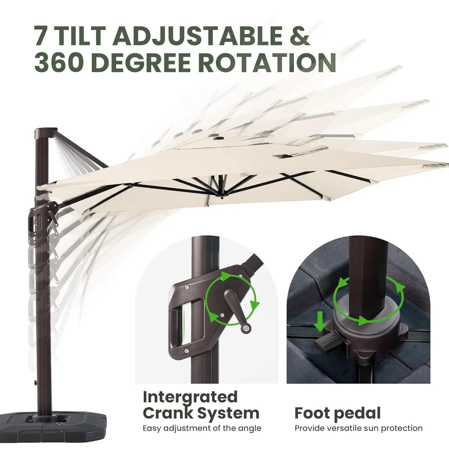 9x12 Cantilever Patio Umbrella With Base Included Rectangular Offset 7 Tilts