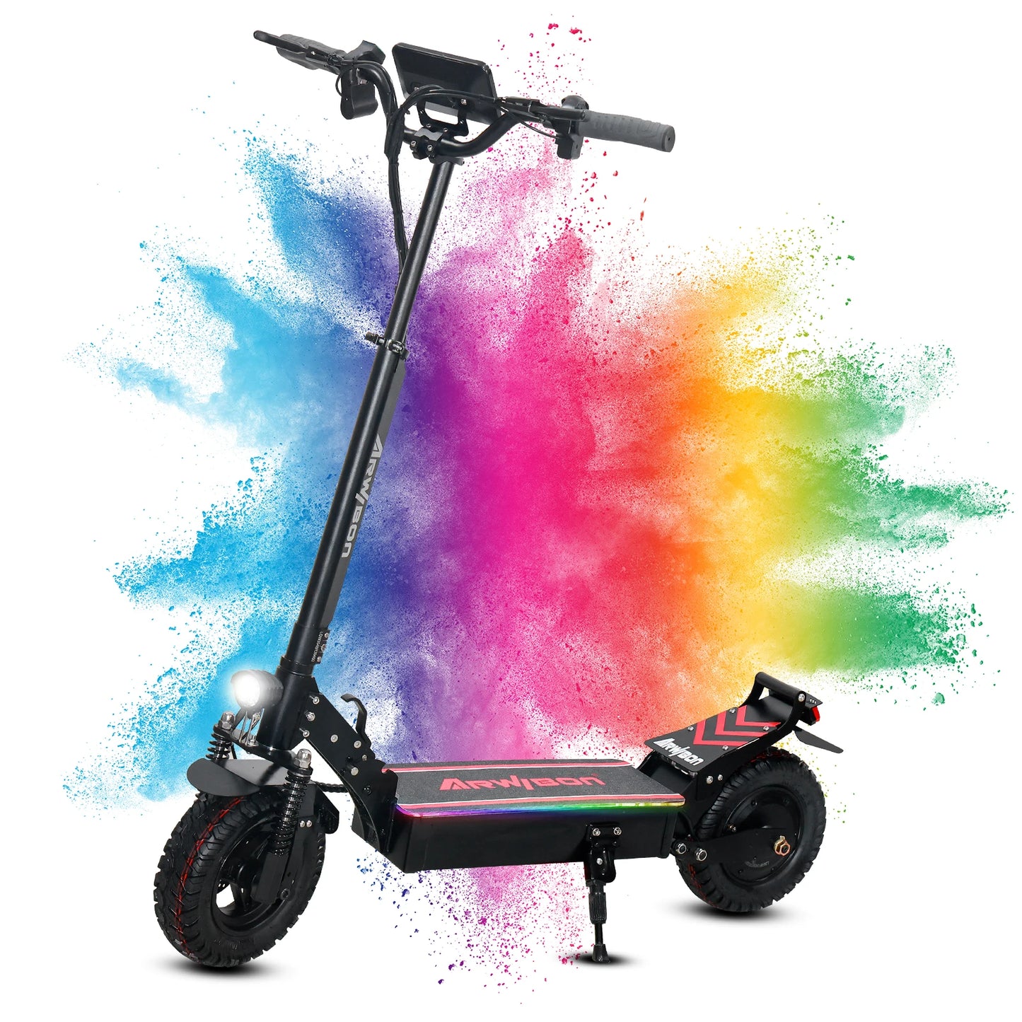 Arwibon Q30 Adult Electric Scooter 2500W Motor Top Speed 30MPH 48V 16AH 11 Inch Off Road Tires Sport Commuter Folding EScooter