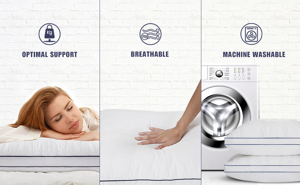 BedStory 2 Pack Pillows Standard and Queen Size Soft Down Alternative Fill