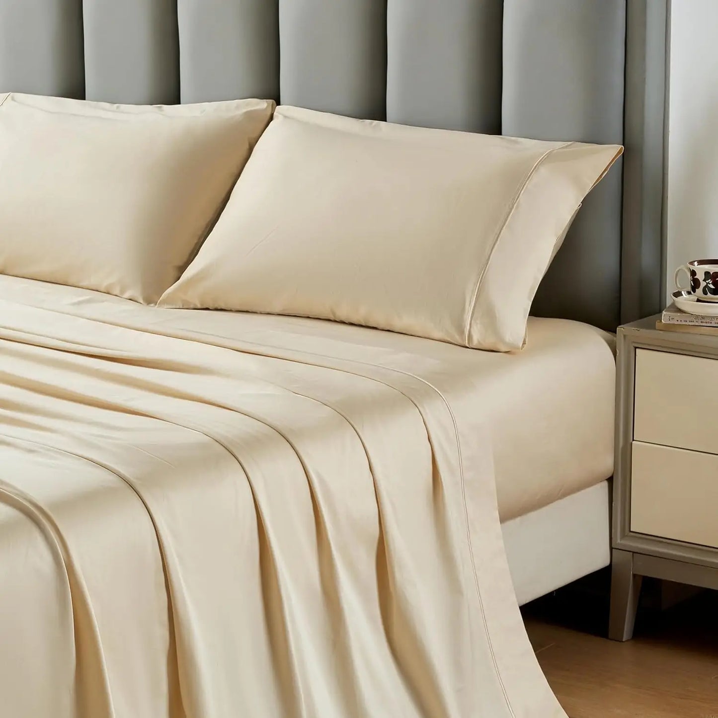 Simple And Opulence 100 Percent Egyptian Cotton Sheet Set 4 Piece Sateen Weave
