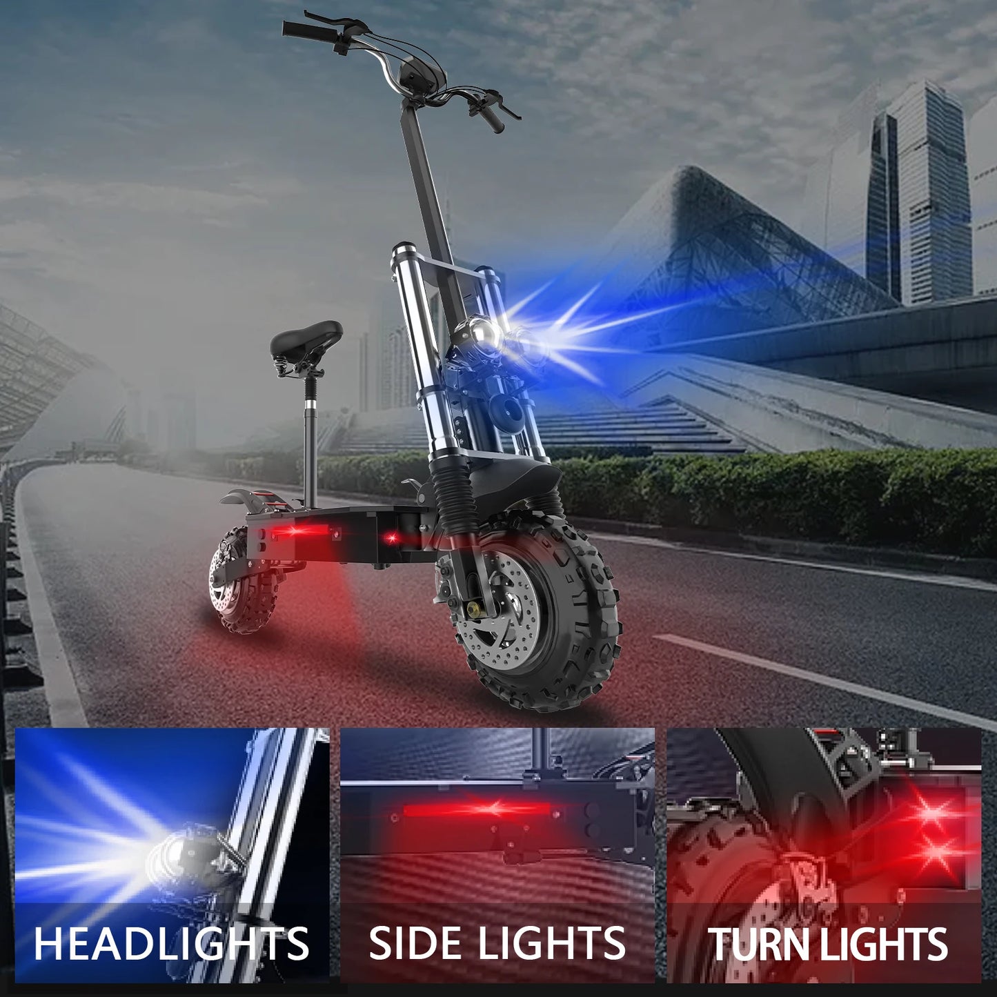 Dual Motor Electric Scooter For Adults Foldable 72V 85 KmH