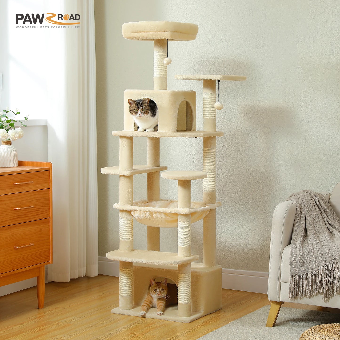 Large Cat Tree Tower Indoor Cats With Sisal Posts Hammock