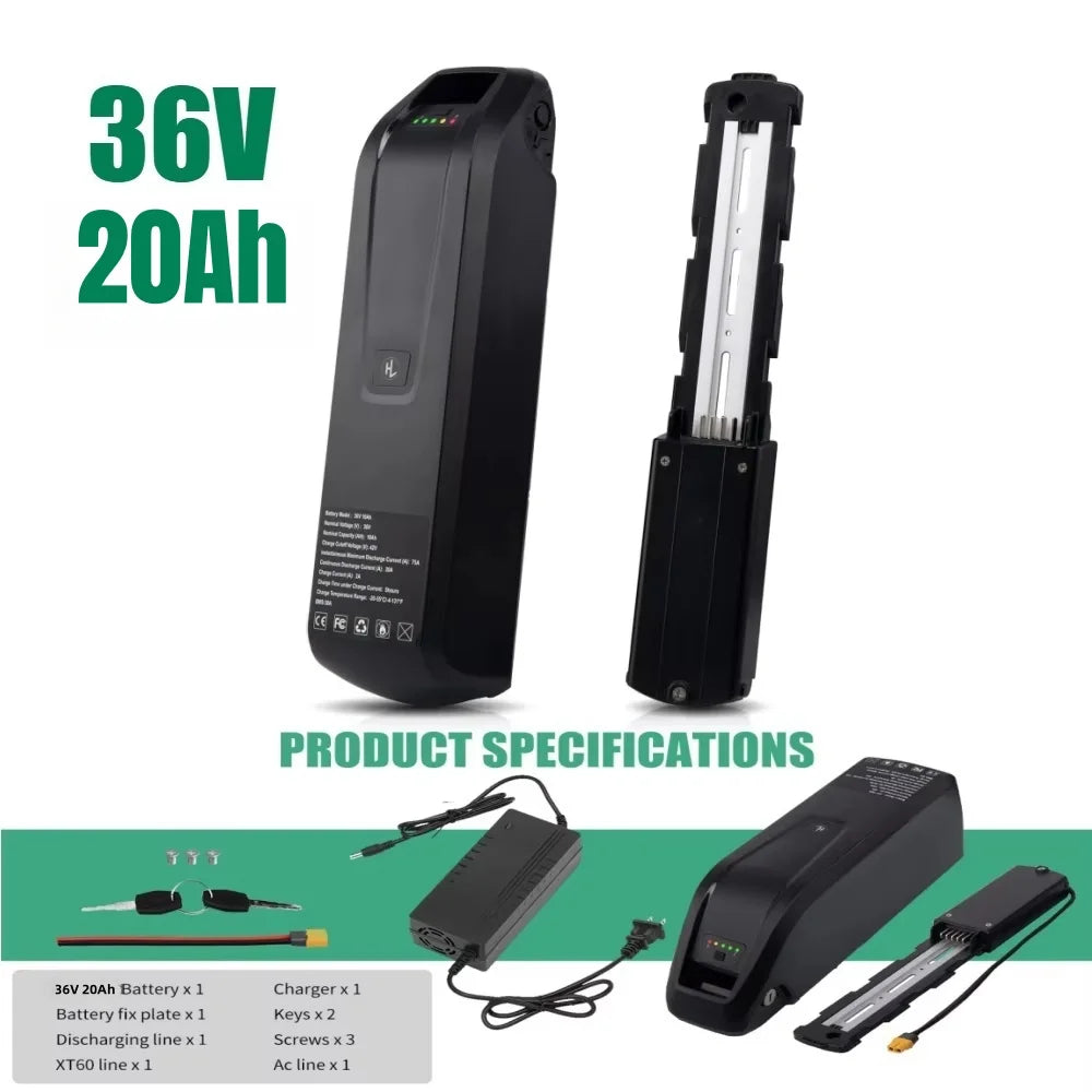 48V Li Ion Ebike Battery 10 20Ah For High Power Long Range