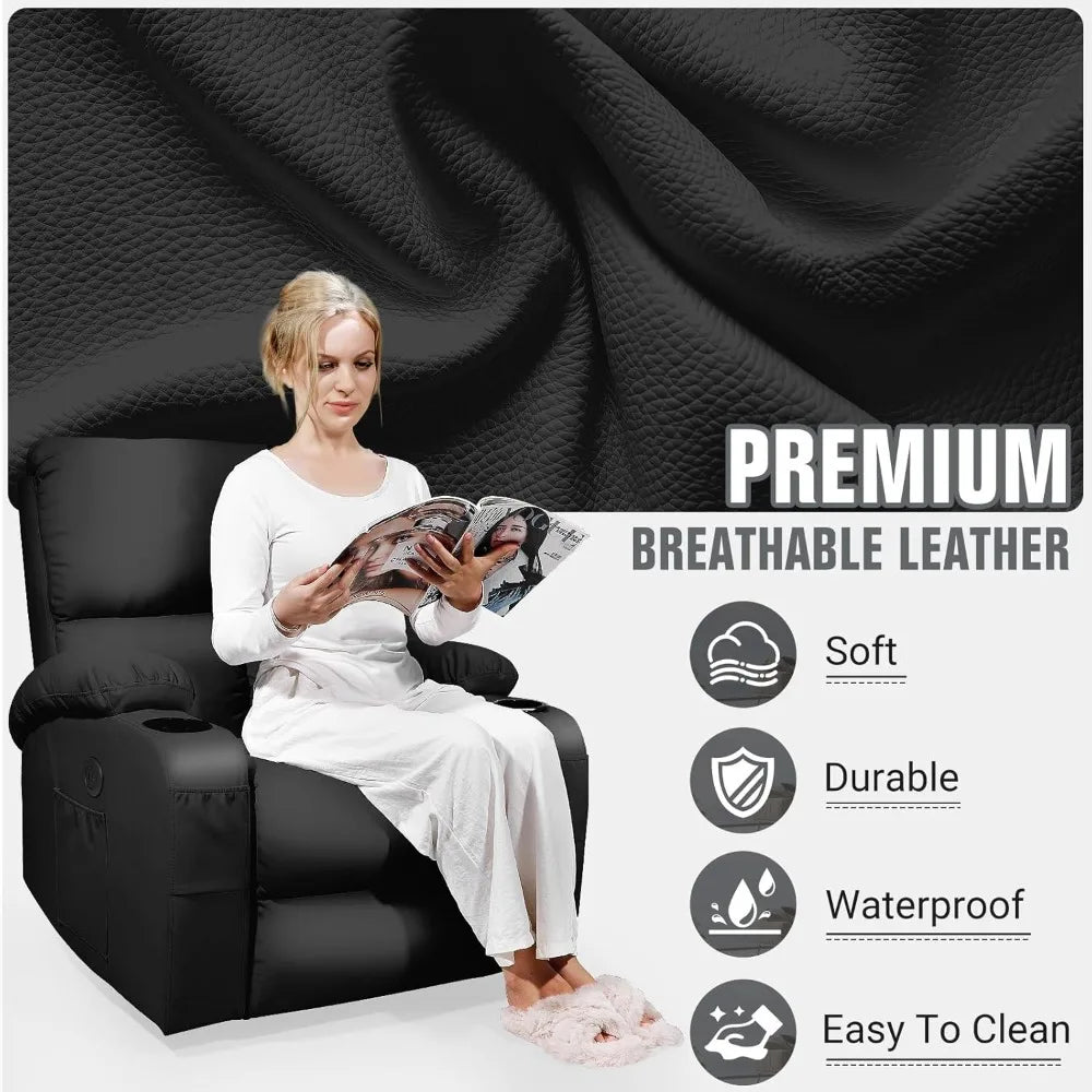 Massage Rocker Recliner Chair Vibration And Heat 360 Degree Swivel Faux Leather