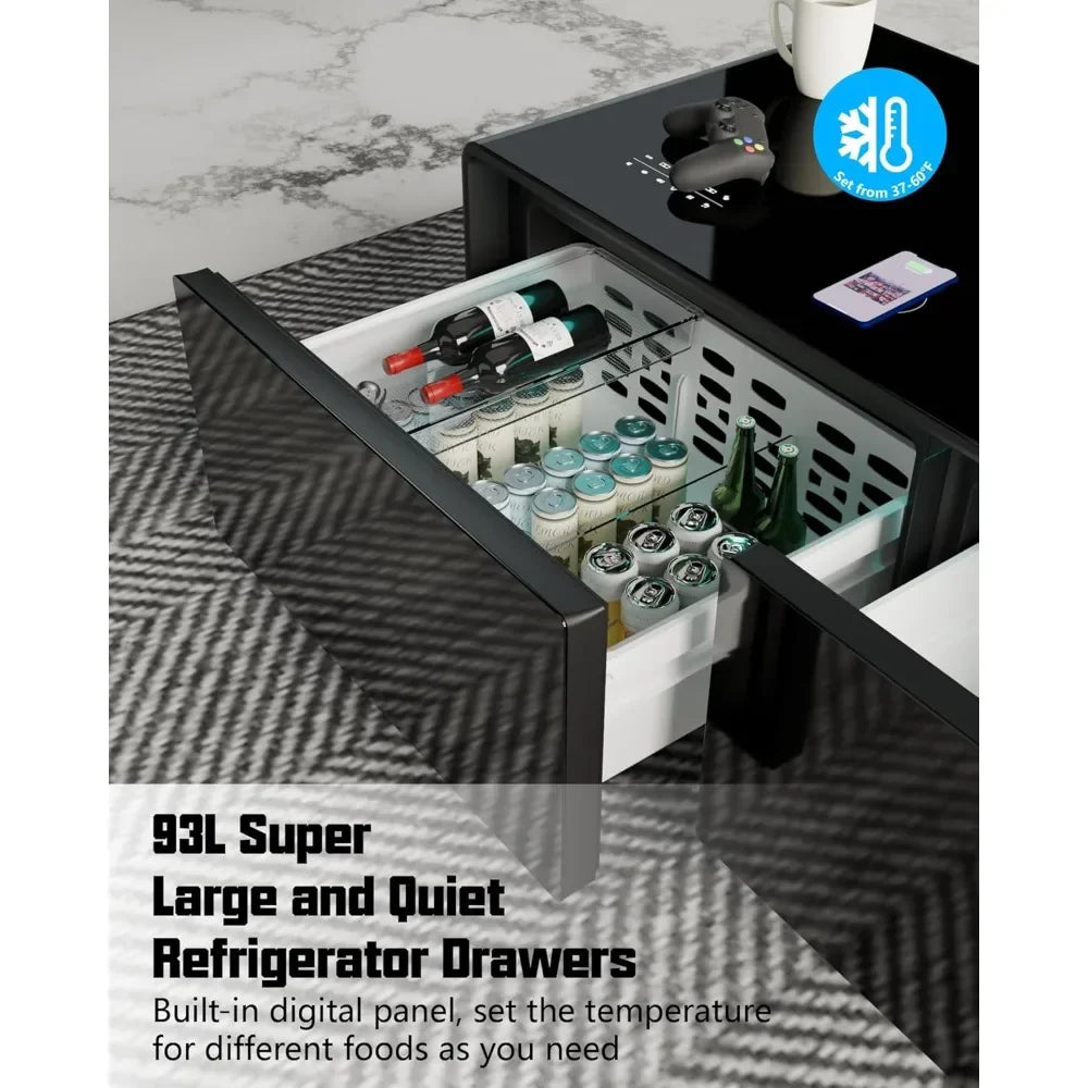 Smart Coffee Table With Fridge And Wireless Charging