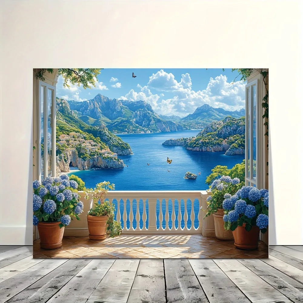 Coastal Balcony Ocean View Scenic Decor For Living Room Bedroom Office