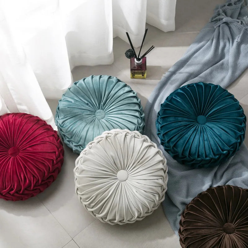 Velvet Throw Pillow Soft Decorative Round Cushion for Home Sofa Couch Chair Bedroom Office