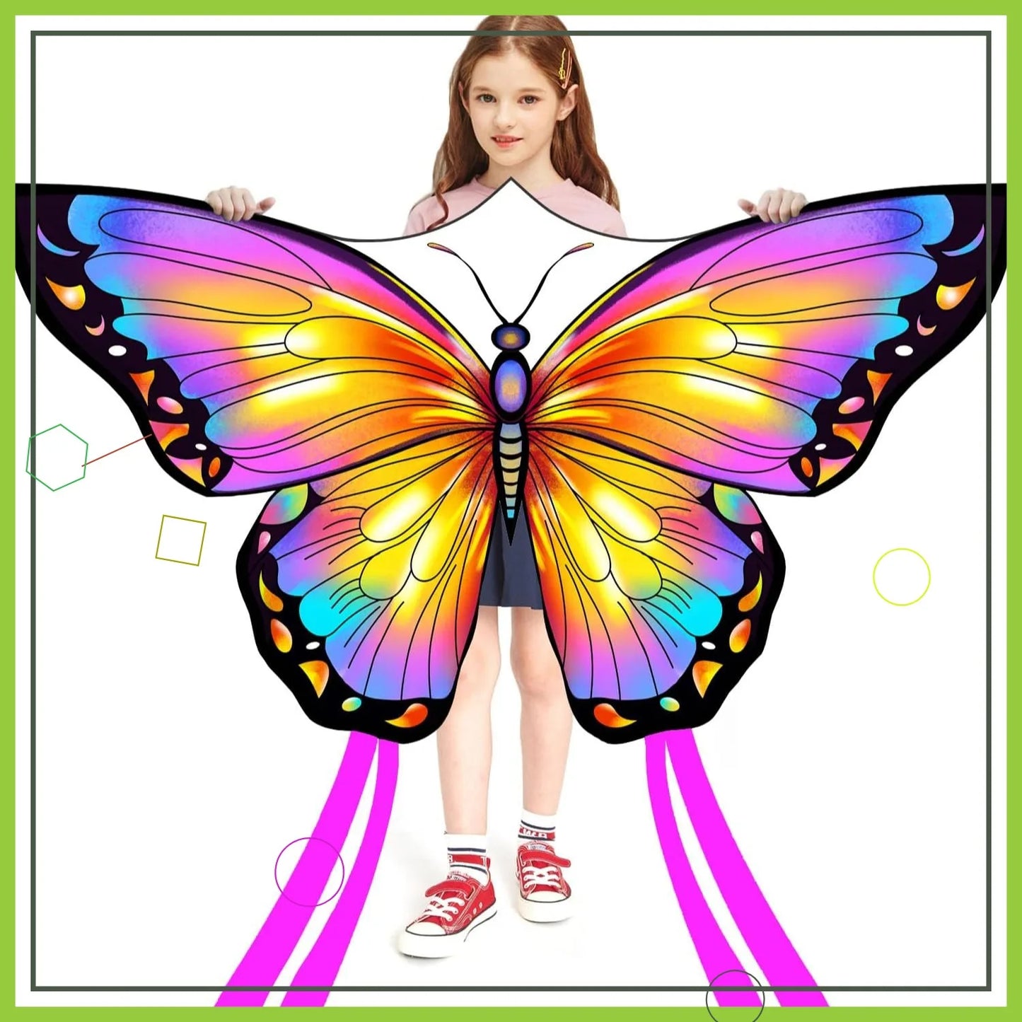 Butterfly Kite For All Ages 55x28 Inch Easy Fly Beginner With 300ft Line