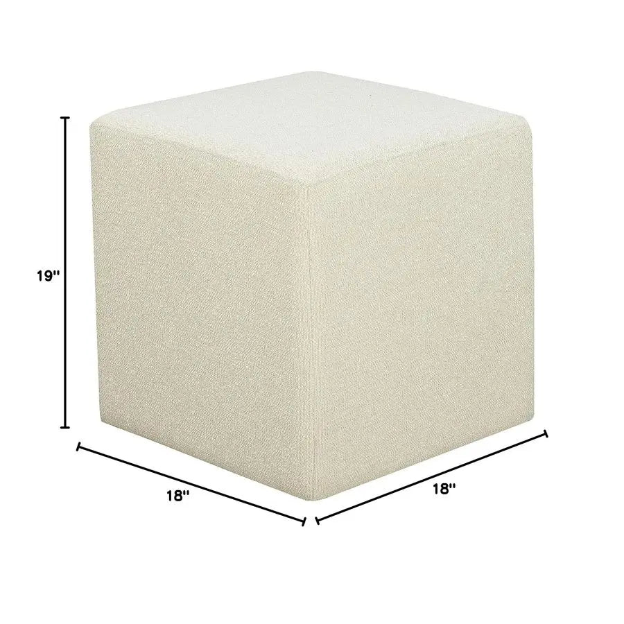 18 Inch Cube Ottoman Snow Boucle Fabric Urban Transitional Fully Assembled