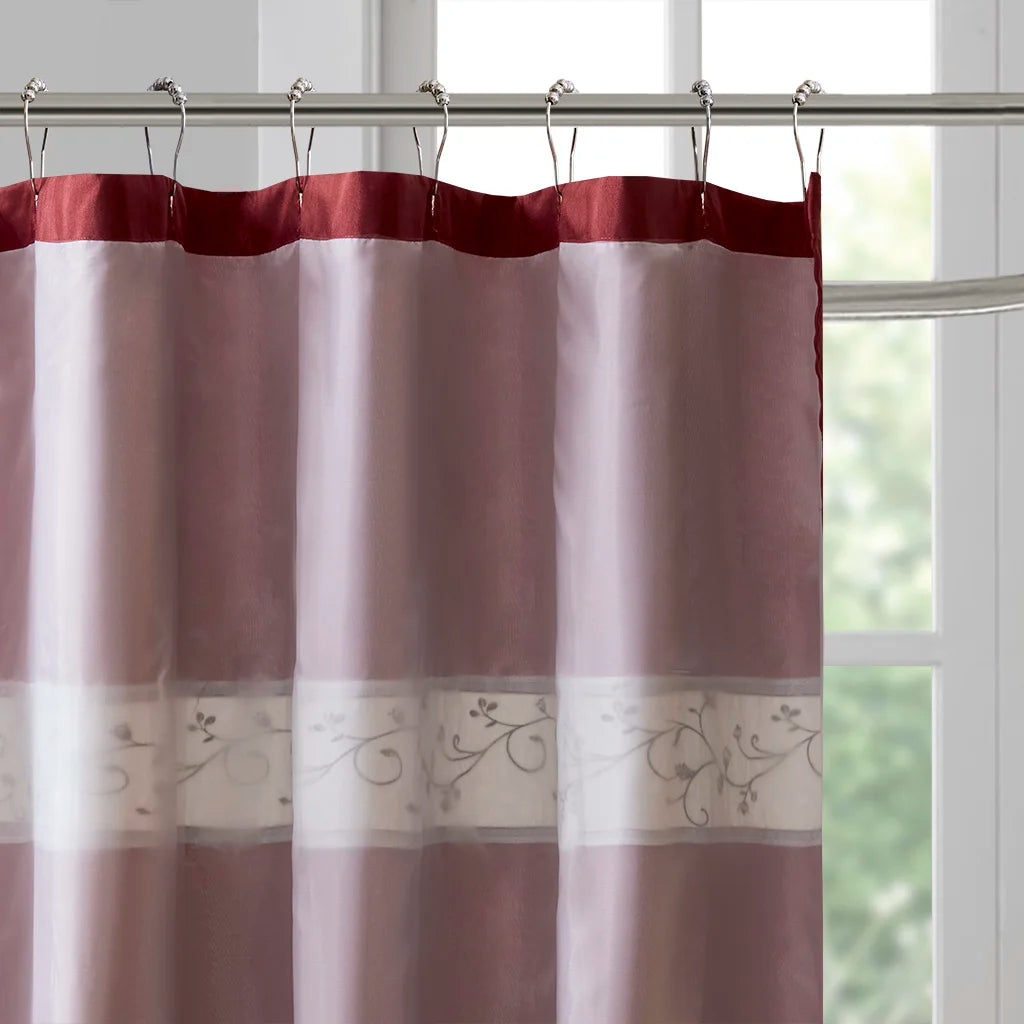 Floral Fabric Shower Curtain 72x72 Fine Pleated Details