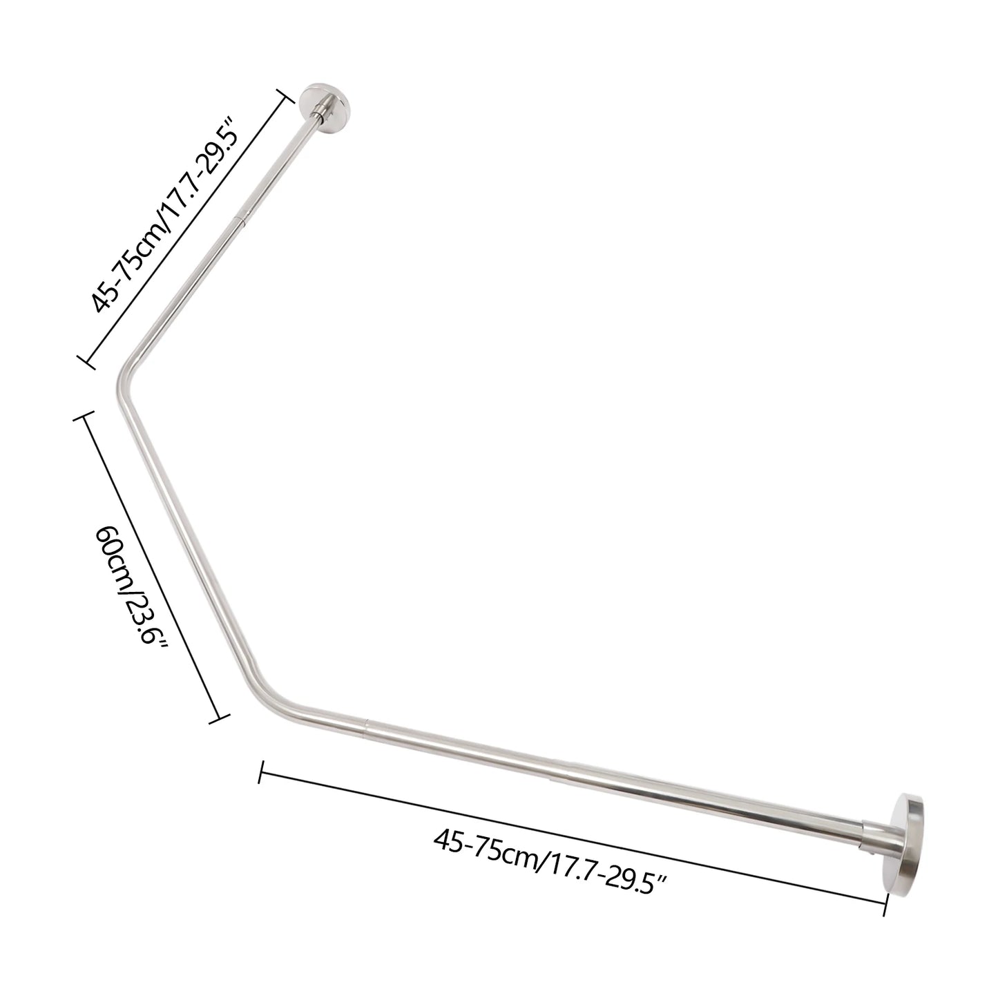 Wall Mounted Shower Curtain Rod 45 To 75CM Waterproof