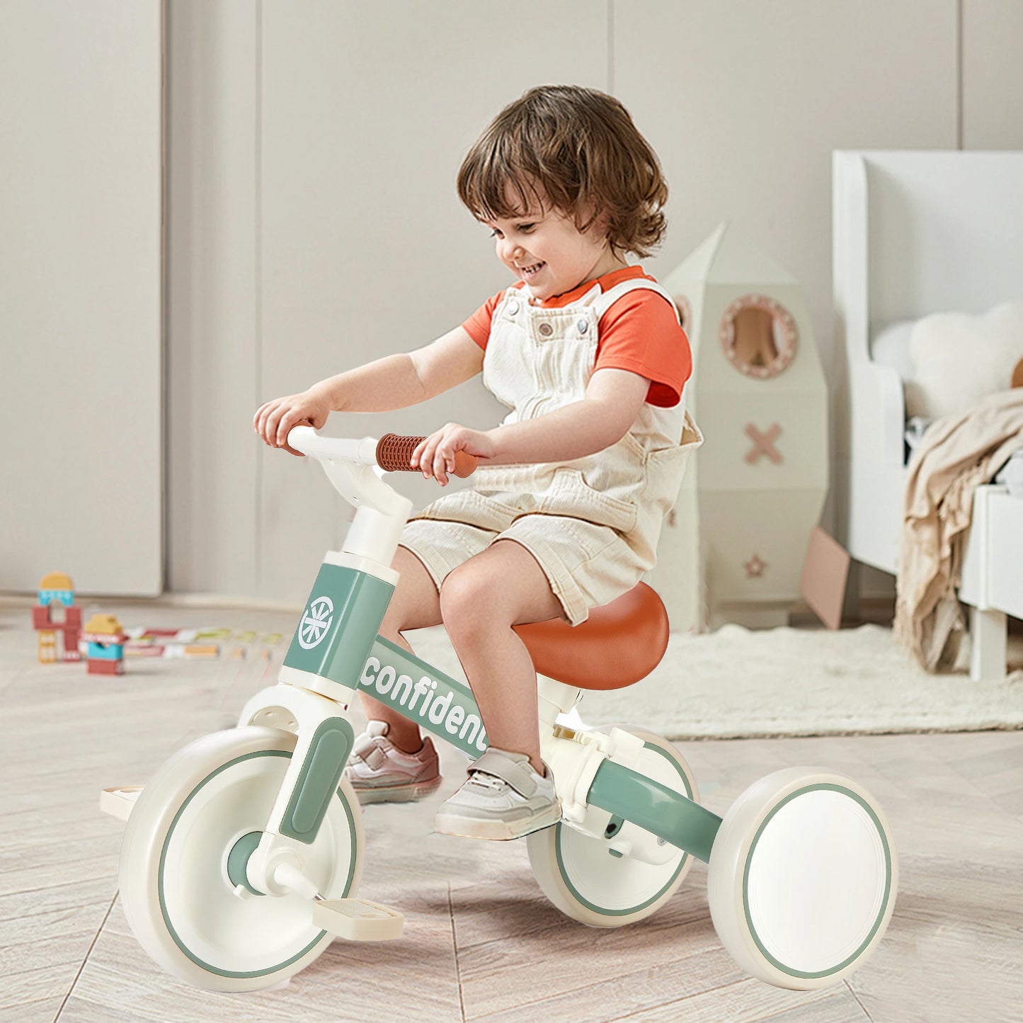4 In 1 Baby Balance Bike With Parent Steering Trike Gift
