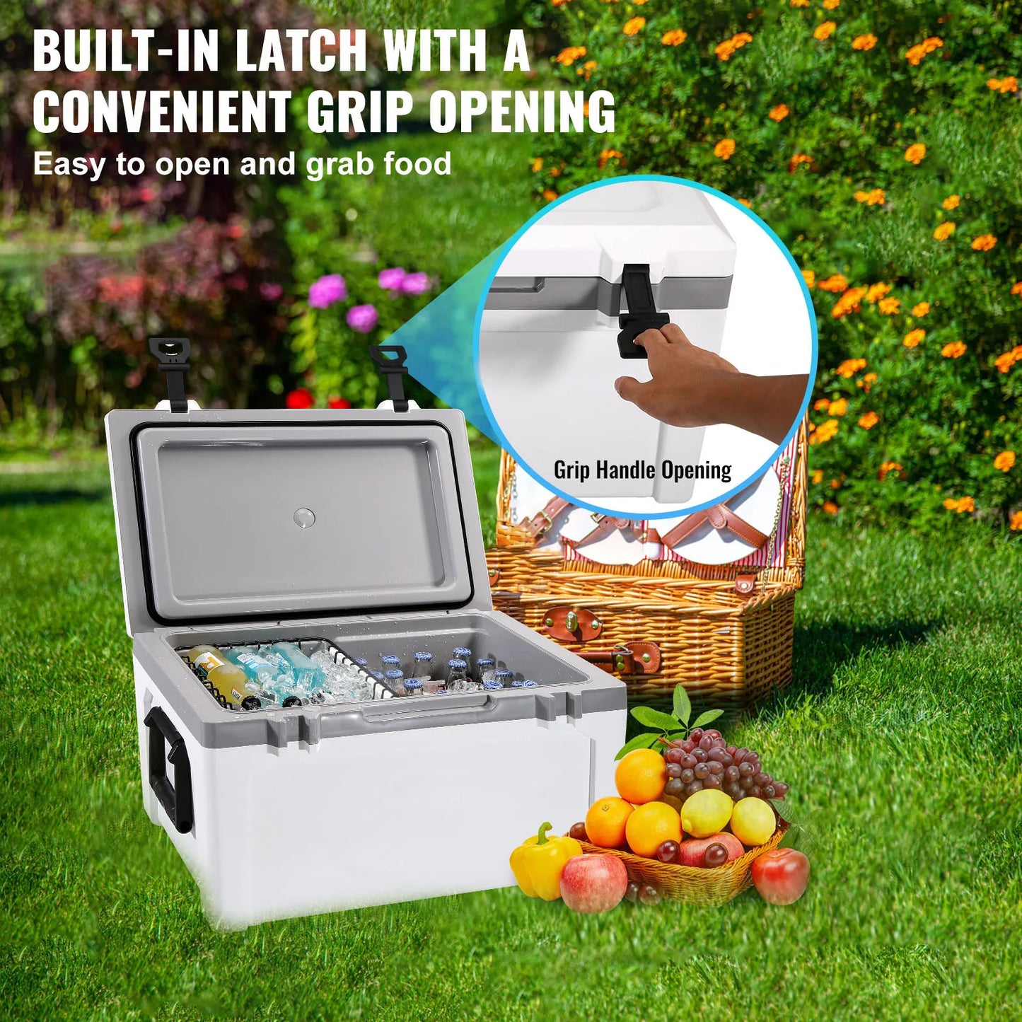 SucceBuy 52 Qt Insulated Portable Cooler Holds 50 Cans Ice Retention Hard Cooler