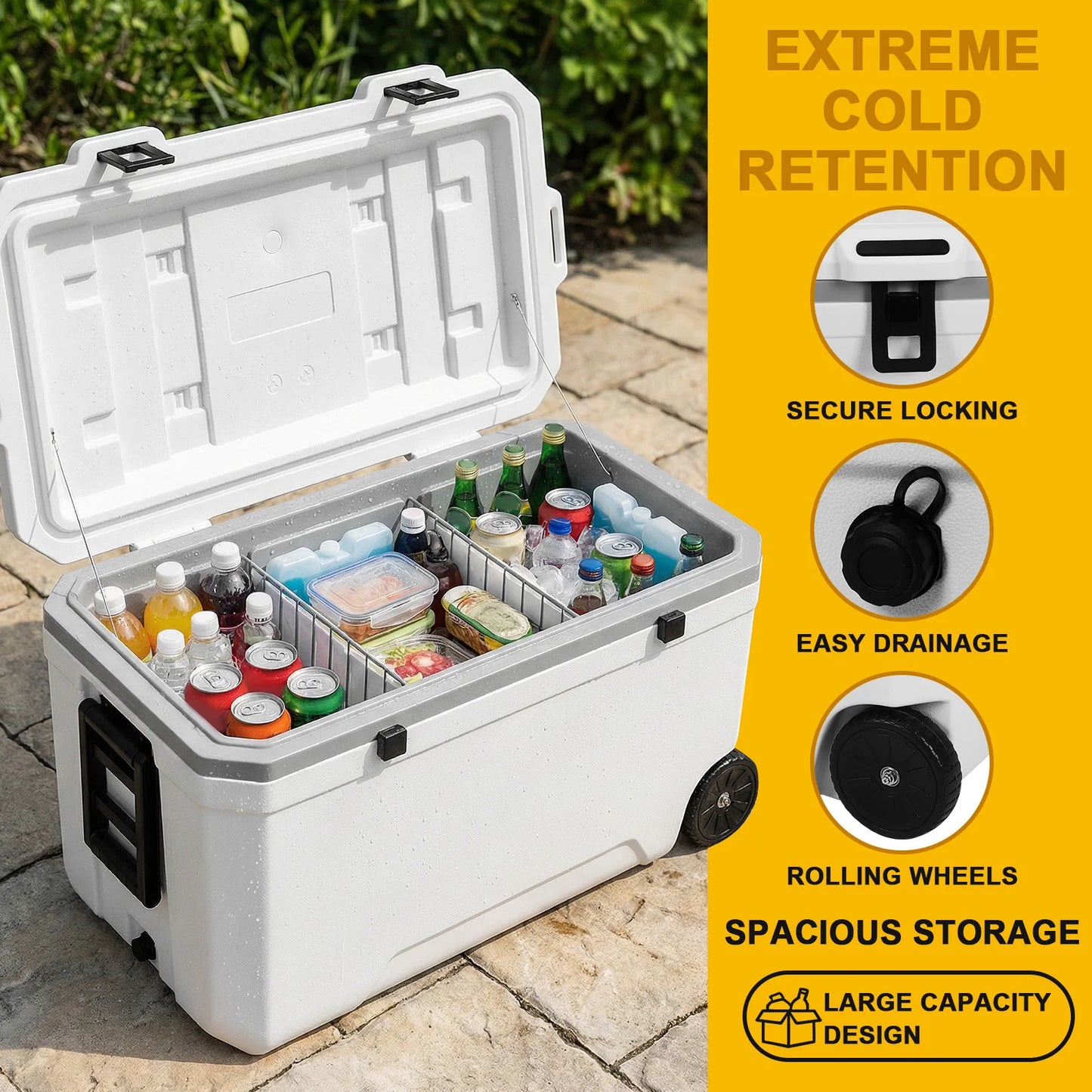 120L Insulated Wheeled Rotomolded Cooler Large Capacity For Beach Picnics