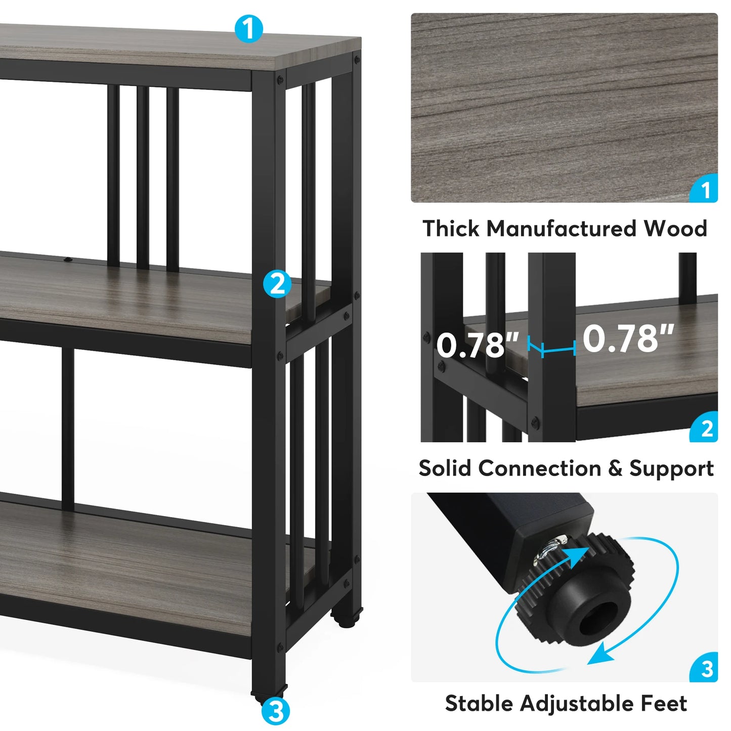 Tribesigns Long Console Sofa Table 70.89 Inch 3 Tier Rustic