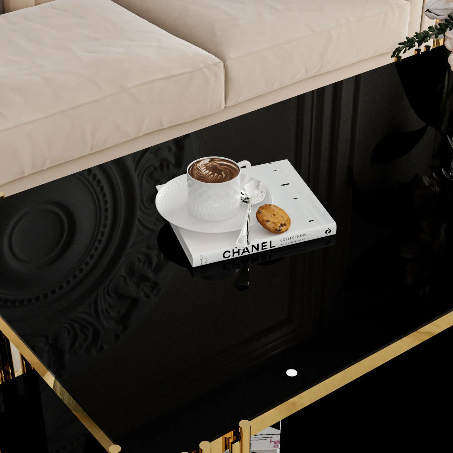 Stainless Steel Rectangle Glass Coffee Table For Living Room