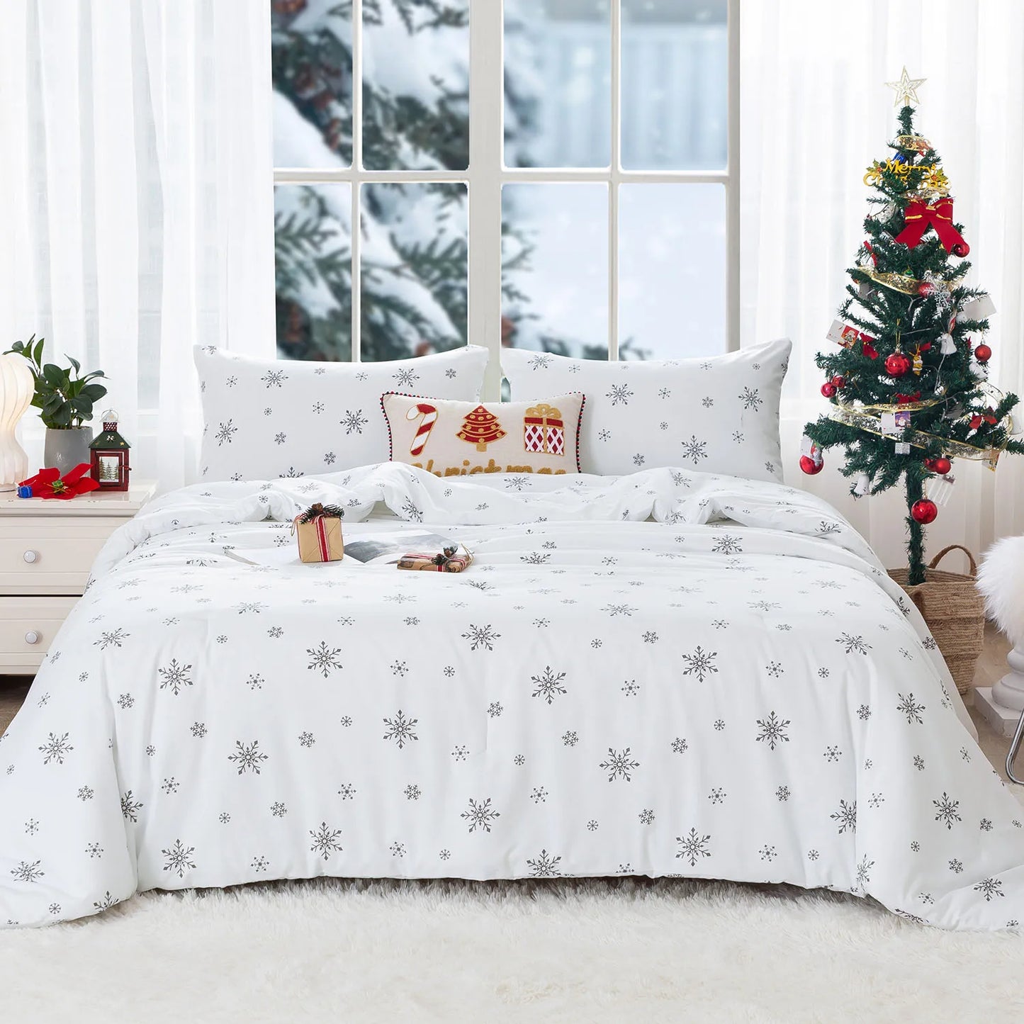 Soft PolyCotton Queen Comforter Set Christmas Reindeer Sham