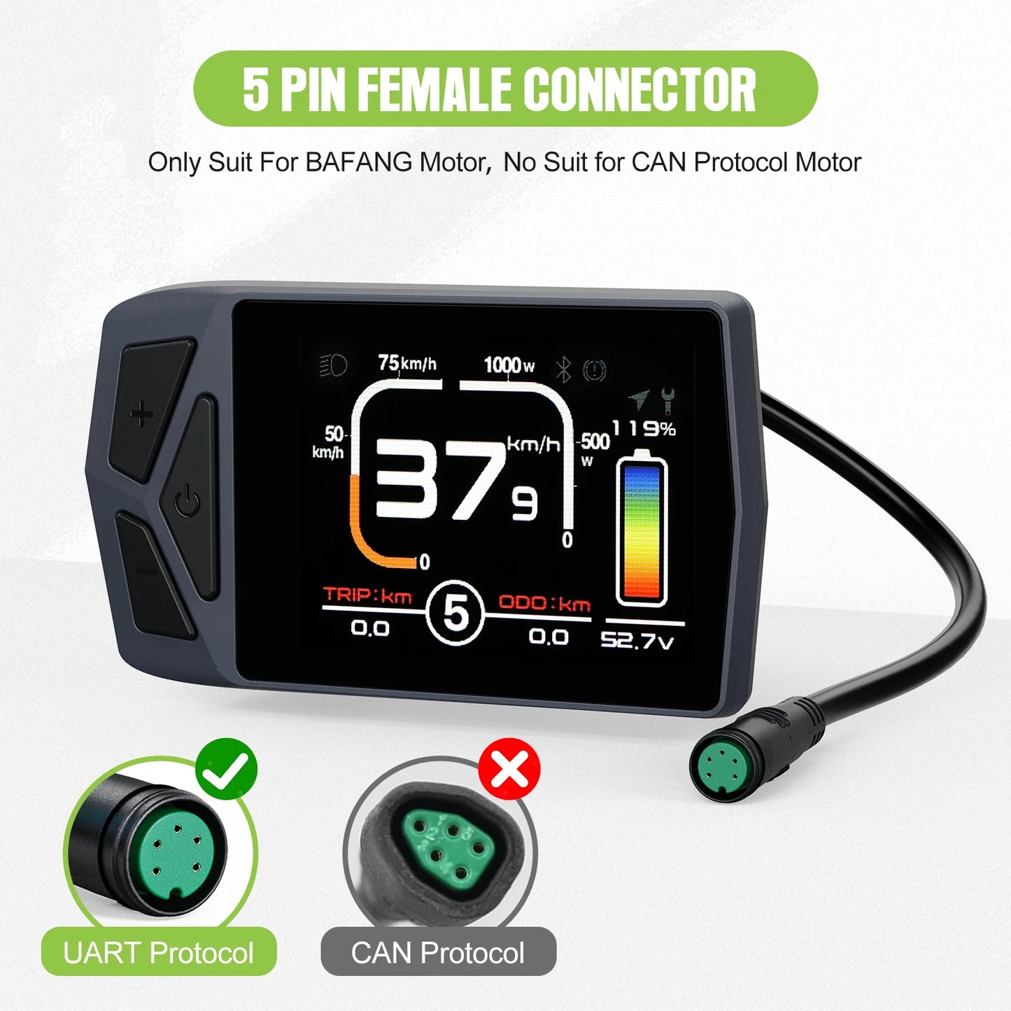 EKD01 Bluetooth Navigation Display 8 Languages For Ebike