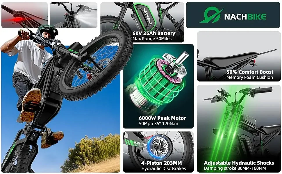 Powerful Electric Dirt Bike for Adults 4000W 60V Dual Brakes