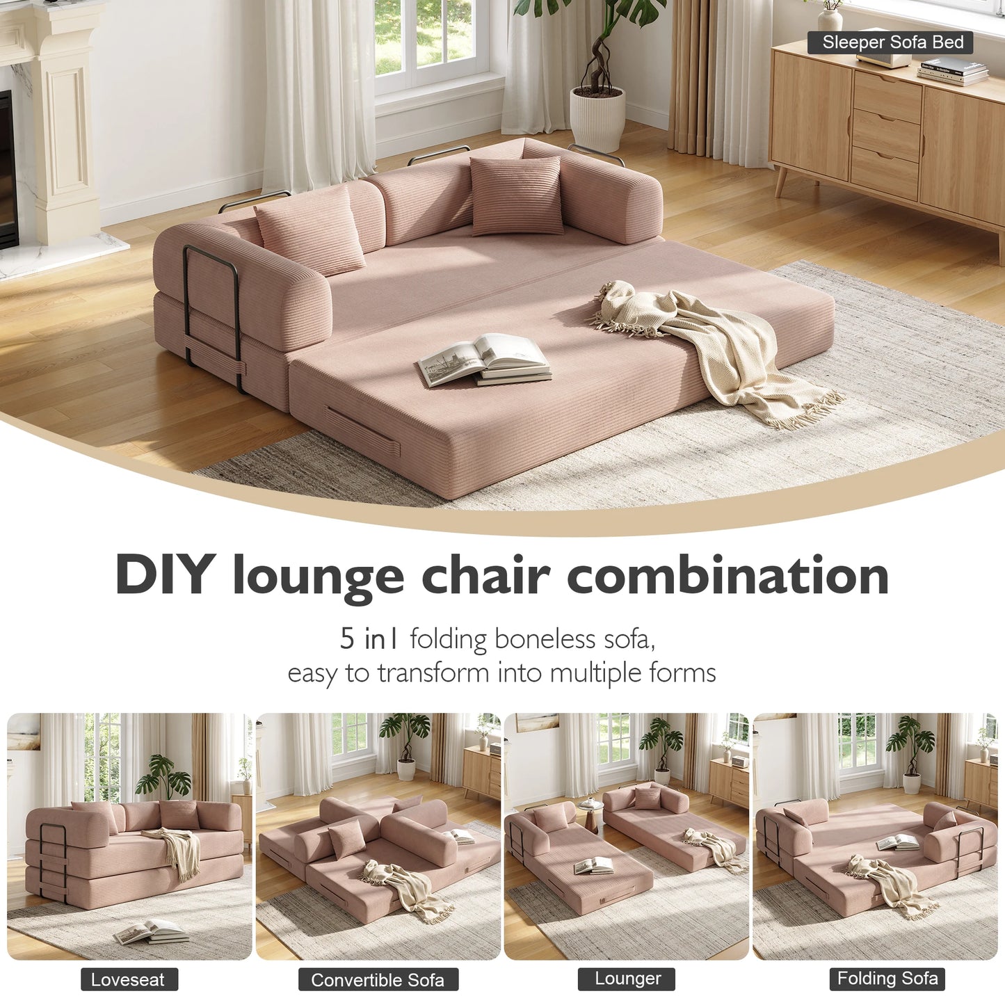 Convertible Floor Sofa Bed With Fixed Shape Frame 5 In 1 Living Room Sofa