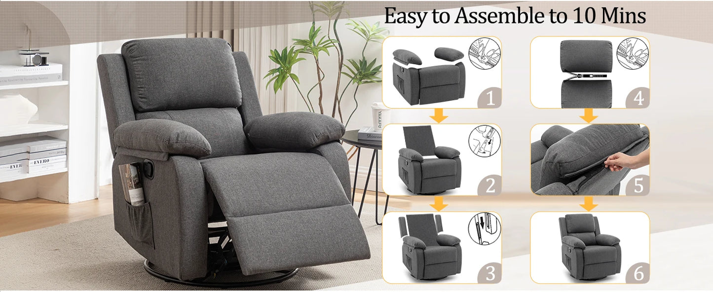 360 Degree Swivel Rocker Chair Glider For Small Spaces