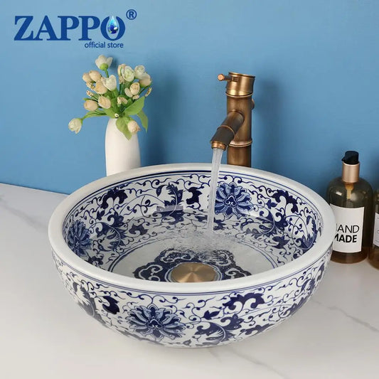 Ceramic Bathroom Vessel Sink And Polished Gold Faucet Combo