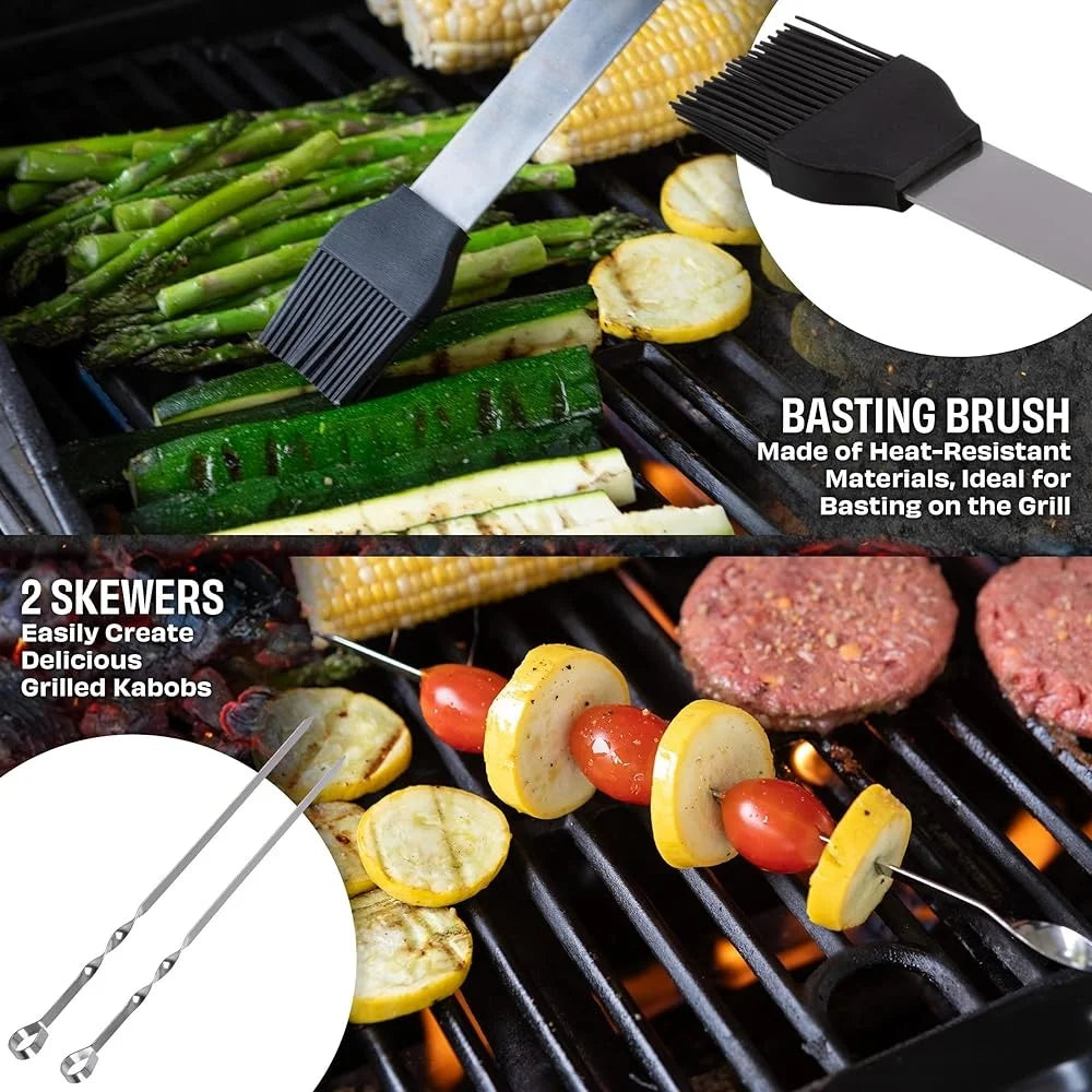 16 Piece BBQ Grill Accessories Set Stainless Steel Tools with Heavy Duty Aluminum Case Perfect Gift for Grill Lovers